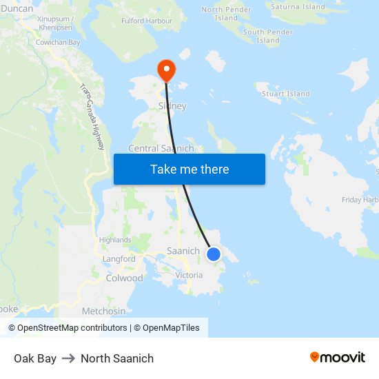 Oak Bay to North Saanich map