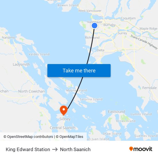 King Edward Station to North Saanich map