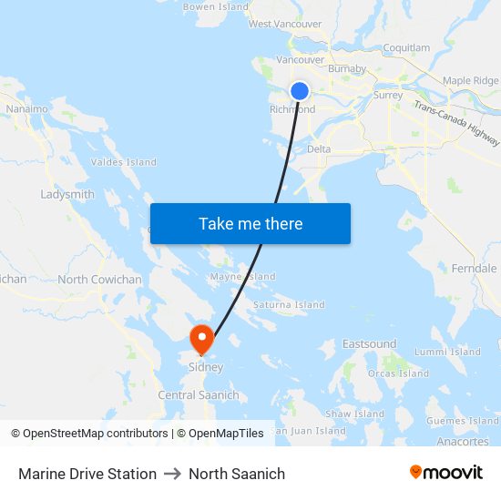 Marine Drive Station to North Saanich map