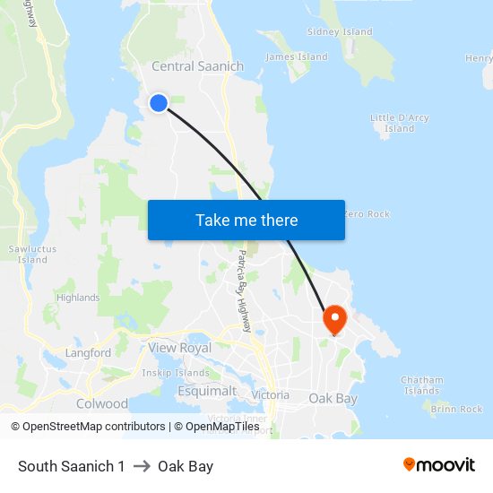 South Saanich 1 to Oak Bay map