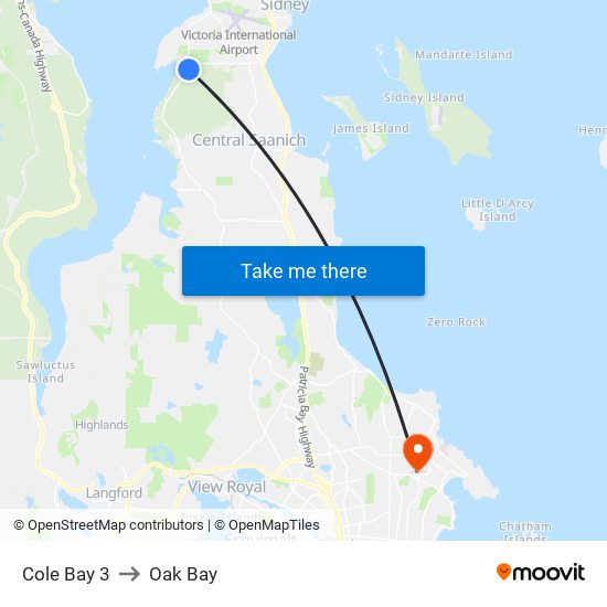 Cole Bay 3 to Oak Bay map