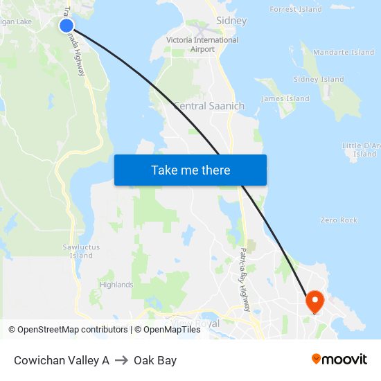 Cowichan Valley A to Oak Bay map