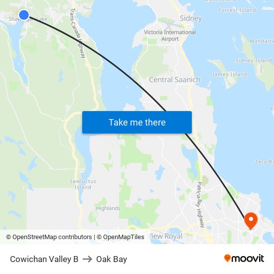 Cowichan Valley B to Oak Bay map