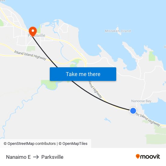 Nanaimo E to Parksville map