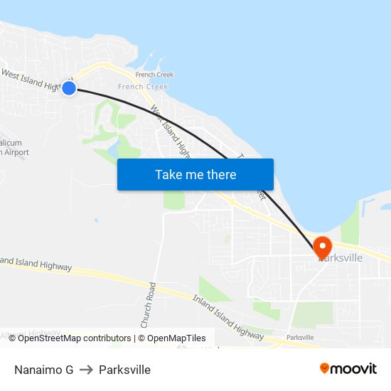 Nanaimo G to Parksville map