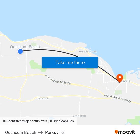 Qualicum Beach to Parksville map