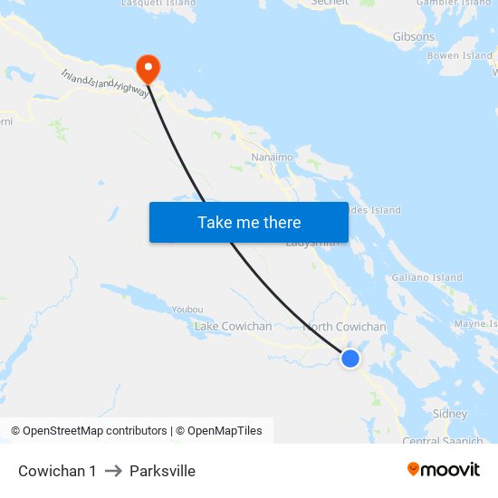 Cowichan 1 to Parksville map