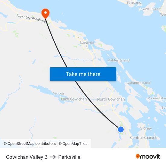 Cowichan Valley B to Parksville map