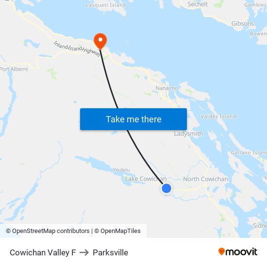 Cowichan Valley F to Parksville map
