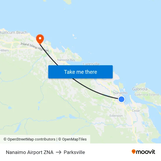 Nanaimo Airport ZNA to Parksville map