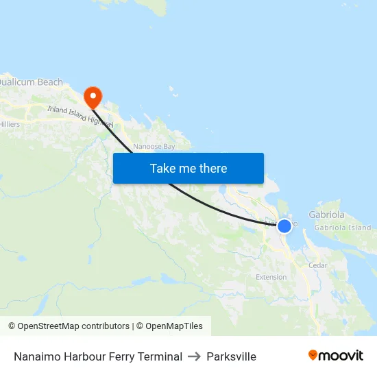 Nanaimo Harbour Ferry Terminal to Parksville map