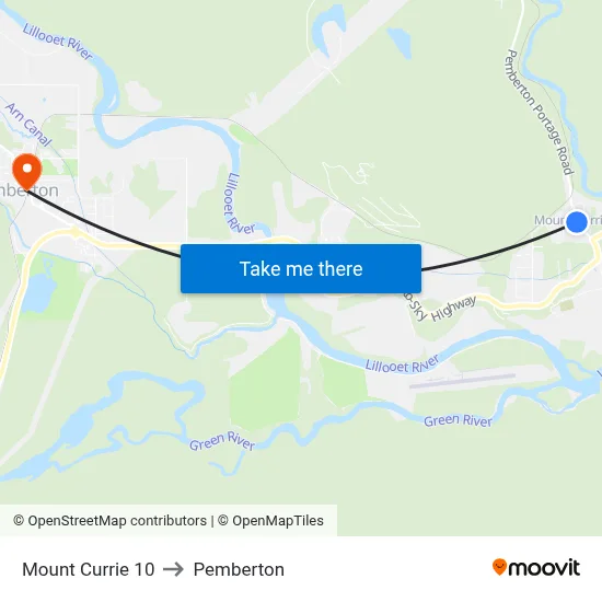 Mount Currie 10 to Pemberton map