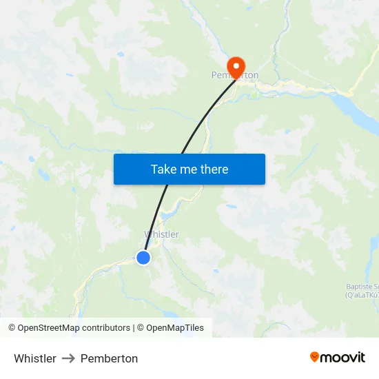 Whistler to Pemberton map