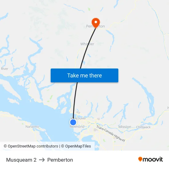Musqueam 2 to Pemberton map