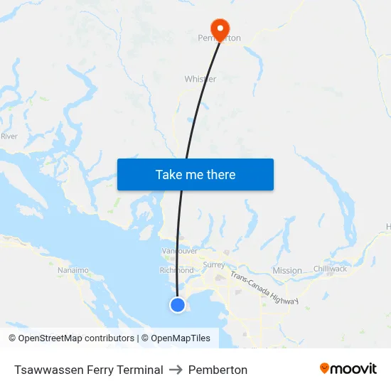 Tsawwassen Ferry Terminal to Pemberton map
