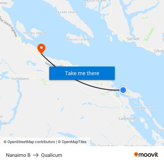 Nanaimo B to Qualicum map