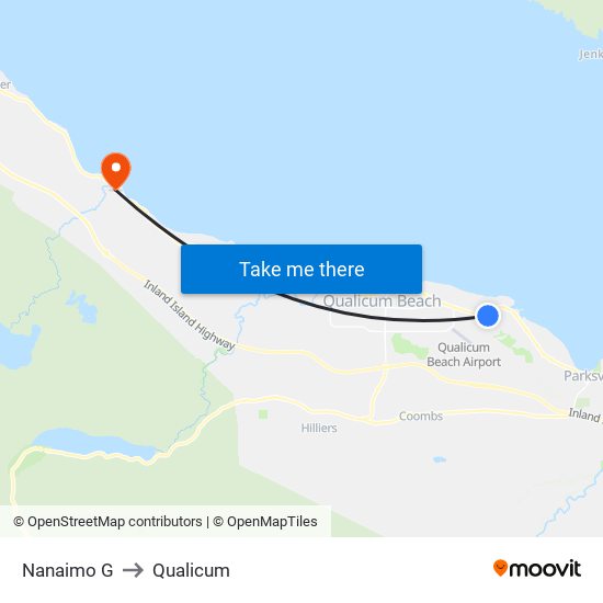 Nanaimo G to Qualicum map