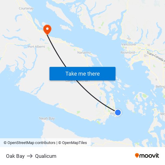 Oak Bay to Qualicum map