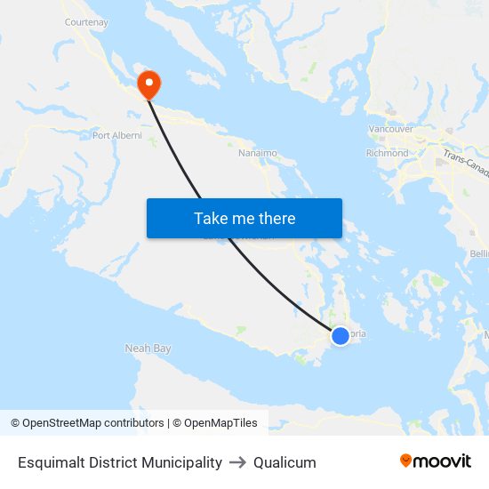 Esquimalt District Municipality to Qualicum map