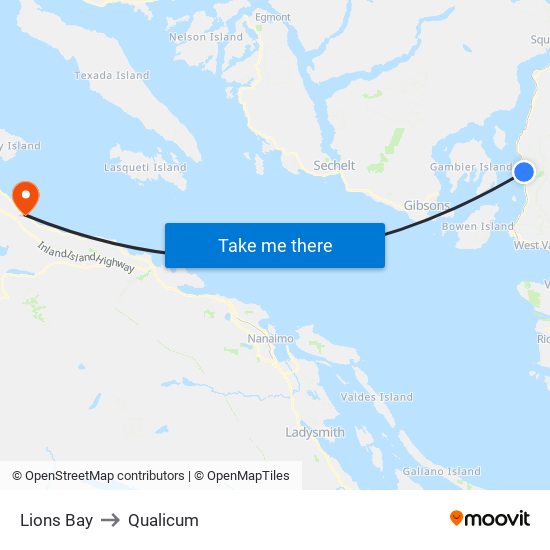 Lions Bay to Qualicum map