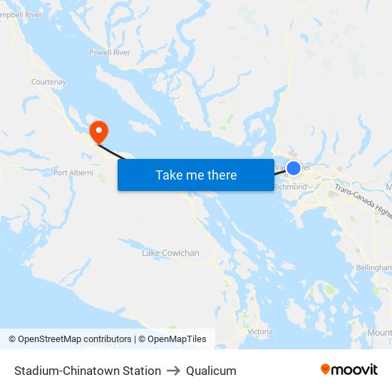 Stadium-Chinatown Station to Qualicum map