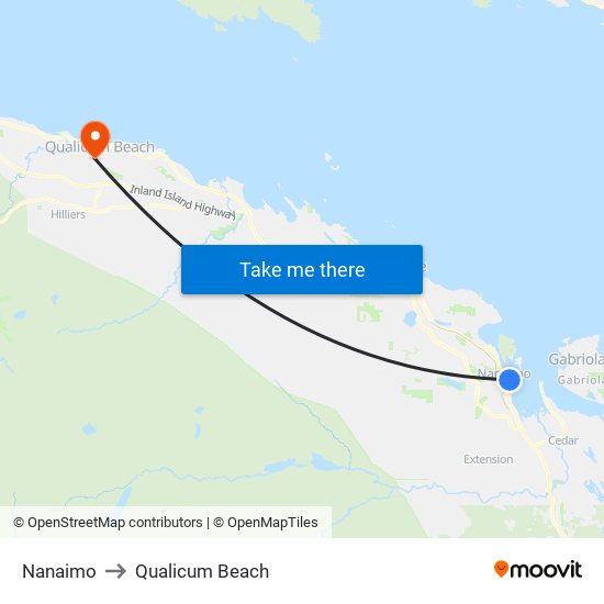 Nanaimo to Qualicum Beach map