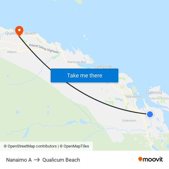 Nanaimo A to Qualicum Beach map