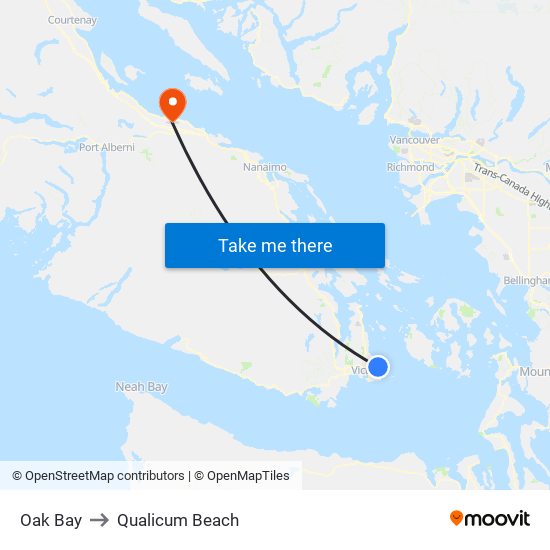 Oak Bay to Qualicum Beach map