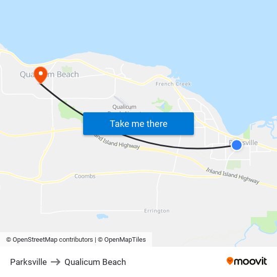 Parksville to Qualicum Beach map