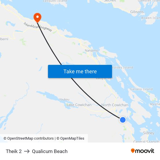 Theik 2 to Qualicum Beach map