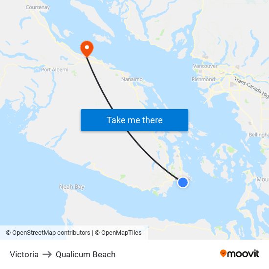 Victoria to Qualicum Beach map