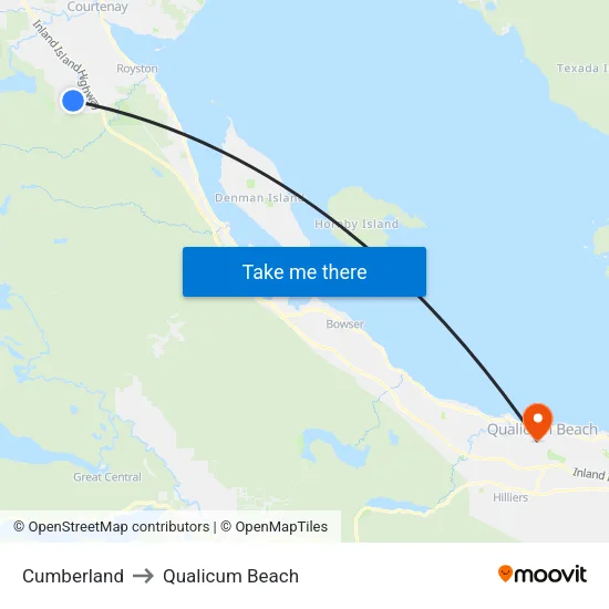 Cumberland to Qualicum Beach map