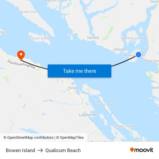 Bowen Island to Qualicum Beach map