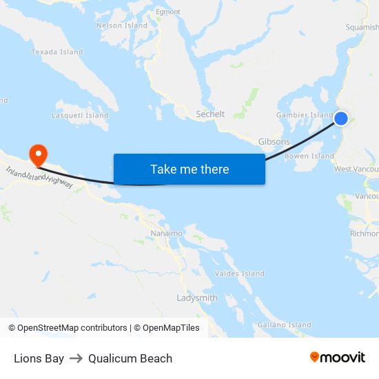 Lions Bay to Qualicum Beach map