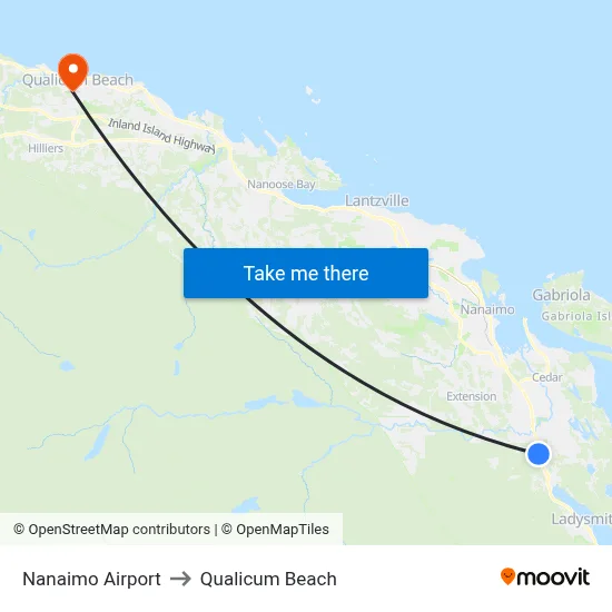 Nanaimo Airport to Qualicum Beach map
