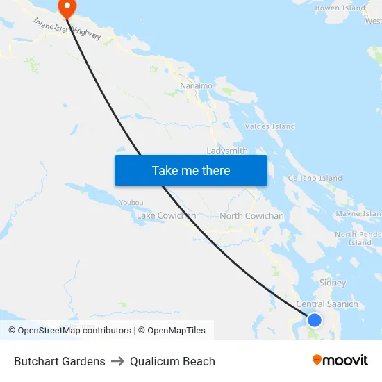 Butchart Gardens to Qualicum Beach map