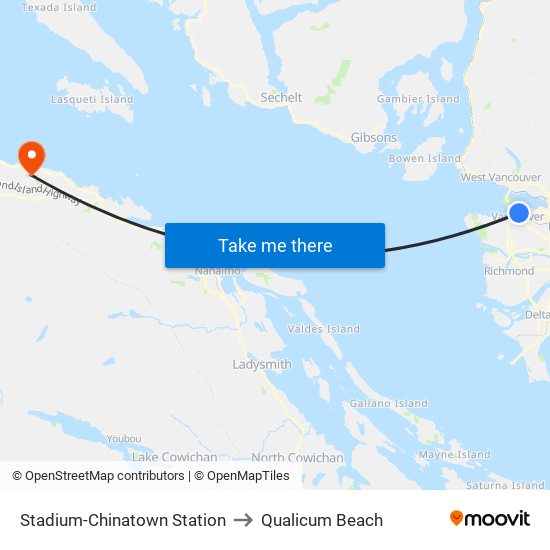 Stadium-Chinatown Station to Qualicum Beach map
