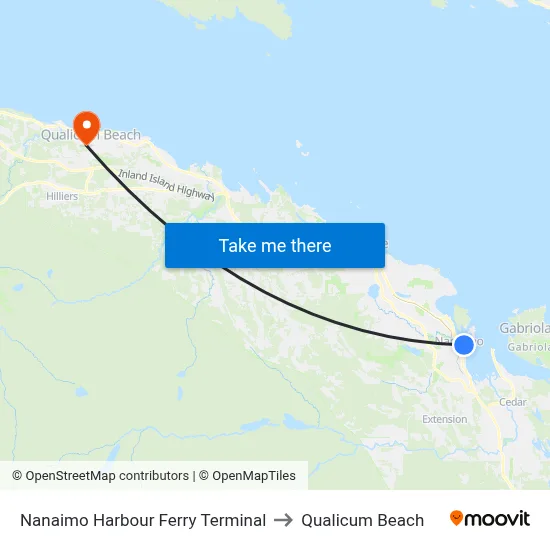 Nanaimo Harbour Ferry Terminal to Qualicum Beach map