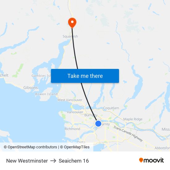 New Westminster to Seaichem 16 map