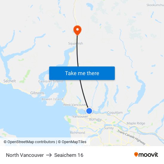 North Vancouver to Seaichem 16 map