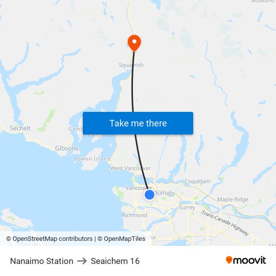 Nanaimo Station to Seaichem 16 map
