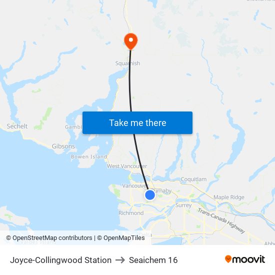 Joyce-Collingwood Station to Seaichem 16 map