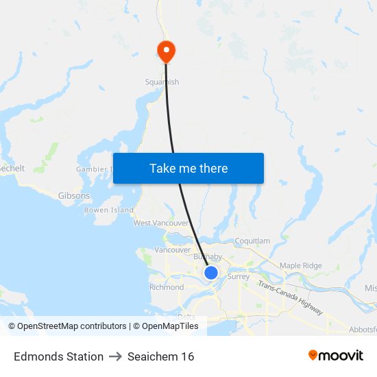 Edmonds Station to Seaichem 16 map