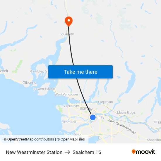 New Westminster Station to Seaichem 16 map