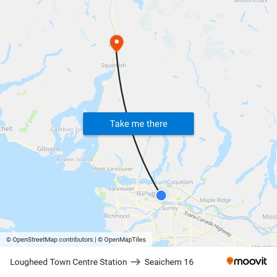 Lougheed Town Centre Station to Seaichem 16 map