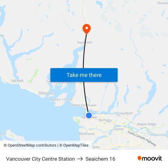 Vancouver City Centre Station to Seaichem 16 map