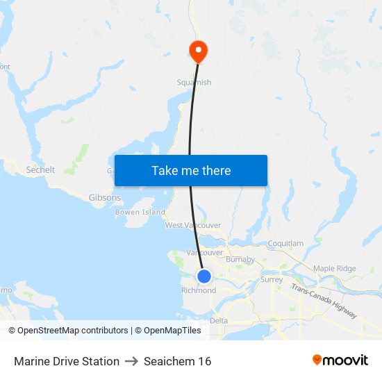 Marine Drive Station to Seaichem 16 map