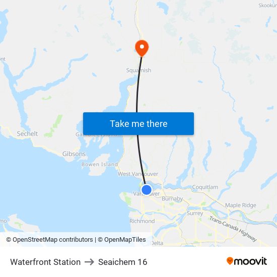 Waterfront Station to Seaichem 16 map