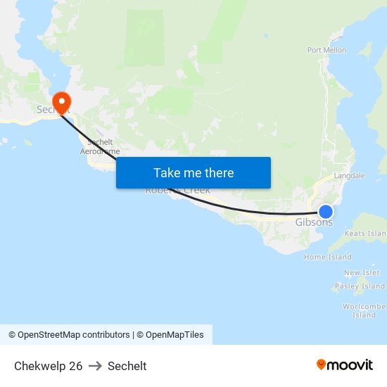 Chekwelp 26 to Sechelt map