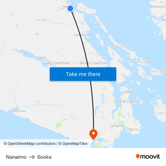 Nanaimo to Sooke map